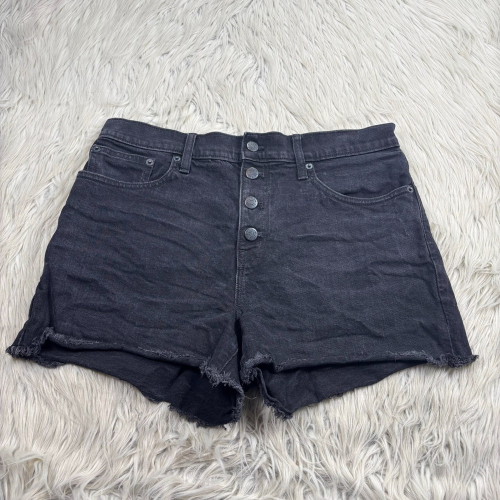 J.Crew Women's 29 Black Wash Cut‎ Off Denim Shorts Button Fly Festival